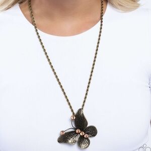 Chic Butterfly Pendant Necklace in Gold and Bronze